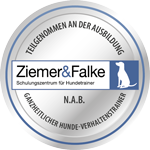 Ausbildungssiegel N.A.B. Ganzheitlicher Hunde-Verhaltenstrainer bei Ziemer & Falke